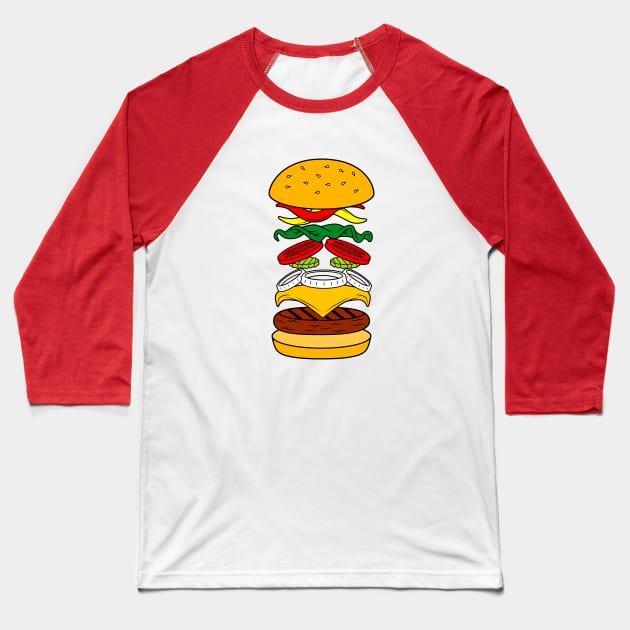 Burger Anatomy Baseball T-Shirt by Woah_Jonny